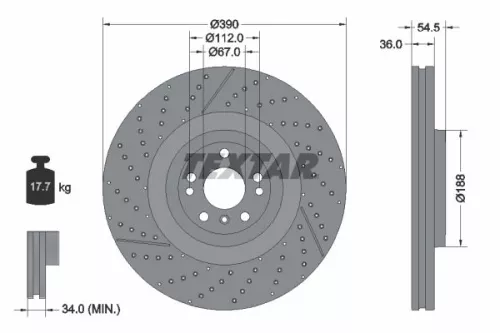 TEXTAR TEXTAR 92337005 1x TEXTAR 92337005 Brake Disc 
