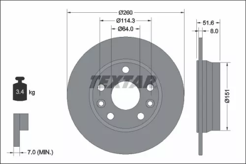 1x TEXTAR 92337703 Brake Disc