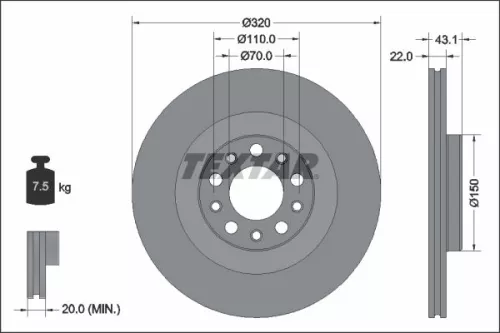 TEXTAR TEXTAR (92337803) 1x  TEXTAR Brake Disc 