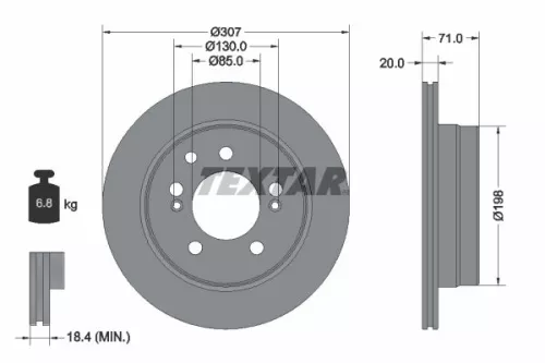 TEXTAR TEXTAR (92338503) 1x  TEXTAR Brake Disc 