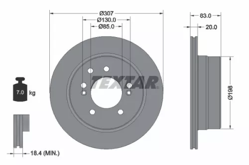 TEXTAR TEXTAR (92341003) 1x  TEXTAR Brake Disc 