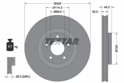 TEXTAR TEXTAR (92341803) 1x  TEXTAR Brake Disc 