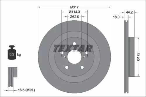 1x TEXTAR 92343103 Brake Disc
