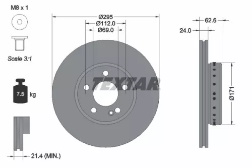 TEXTAR TEXTAR (92343925) 1x  TEXTAR Brake Disc 