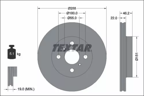 1x  TEXTAR Brake Disc