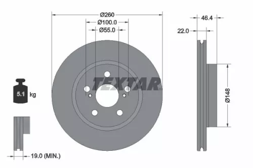 TEXTAR TEXTAR (92345403) 1x  TEXTAR Brake Disc 