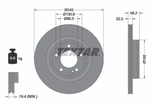 1x TEXTAR 92345705 Brake Disc