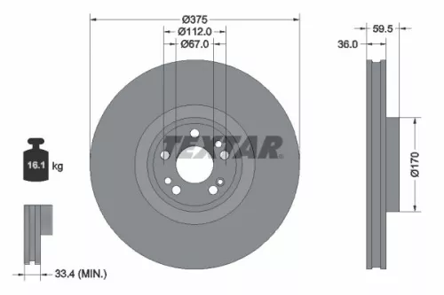 TEXTAR TEXTAR (92346705) 1x  TEXTAR Brake Disc 