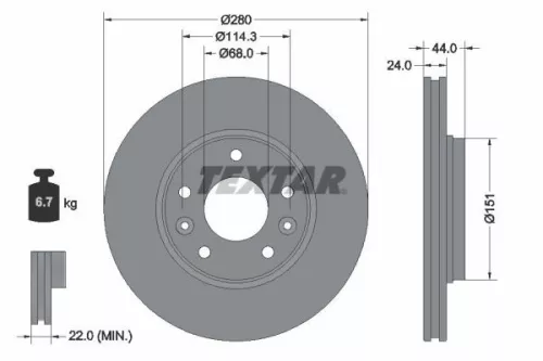 TEXTAR TEXTAR (92346803) 1x  TEXTAR Brake Disc 