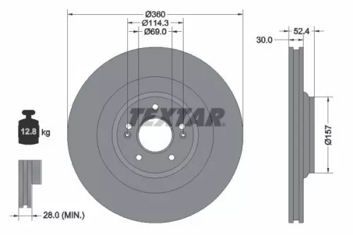 TEXTAR TEXTAR (92346905) 1x  TEXTAR Brake Disc 