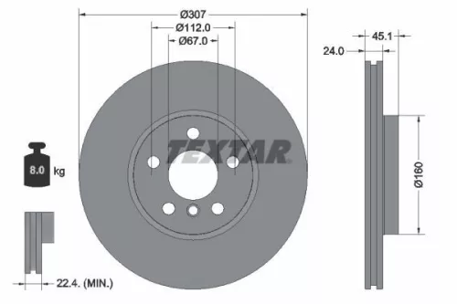 1x  TEXTAR Brake Disc