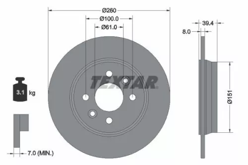 1x  TEXTAR Brake Disc