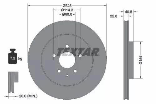 1x  TEXTAR Brake Disc