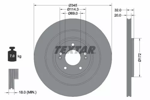 TEXTAR TEXTAR (92349403) 1x  TEXTAR Brake Disc 