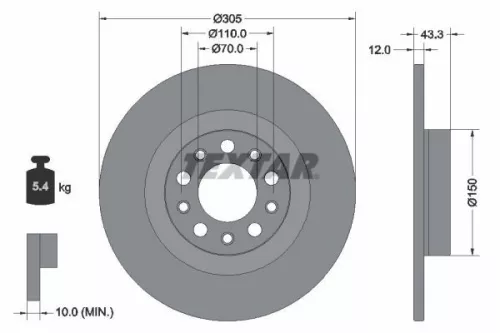 TEXTAR TEXTAR (92351003) 1x  TEXTAR Brake Disc 