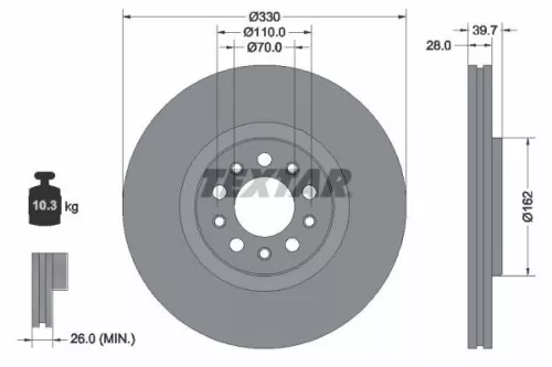 1x  TEXTAR Brake Disc