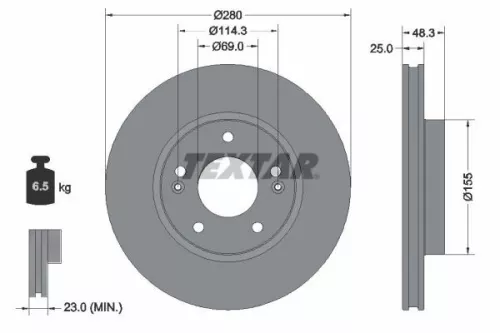 TEXTAR TEXTAR (92351203) 1x  TEXTAR Brake Disc 