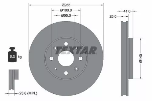 TEXTAR TEXTAR (92352103) 1x  TEXTAR Brake Disc 