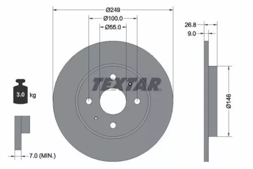 TEXTAR TEXTAR (92352203) 1x  TEXTAR Brake Disc 
