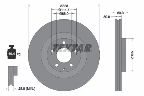 TEXTAR TEXTAR (92352303) 1x  TEXTAR Brake Disc 