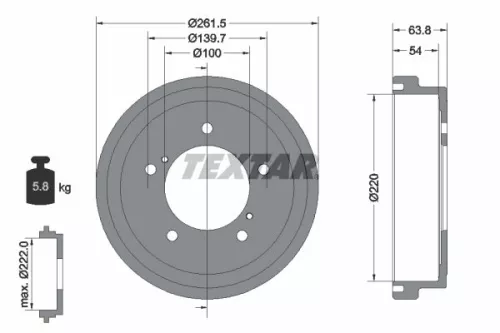 TEXTAR TEXTAR (94037800) 1x TEXTAR 94037800 Brake Drum 