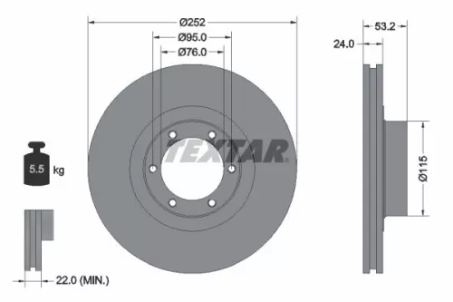 TEXTAR TEXTAR (92017203) 1x  TEXTAR Brake Disc 