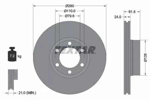 TEXTAR TEXTAR (92097703) 1x  TEXTAR Brake Disc 