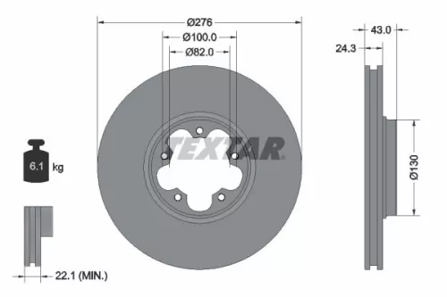 TEXTAR TEXTAR (92110003) 1x  TEXTAR Brake Disc 