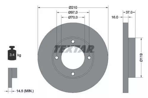 1x  TEXTAR Brake Disc