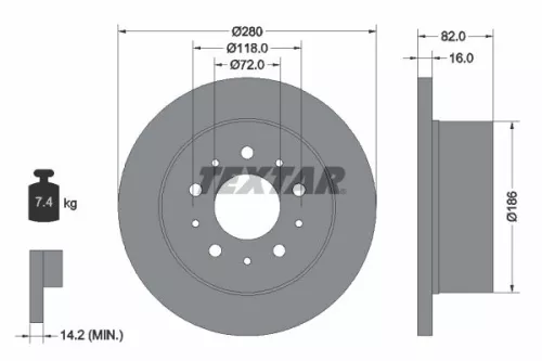 TEXTAR TEXTAR (92116103) 1x  TEXTAR Brake Disc 