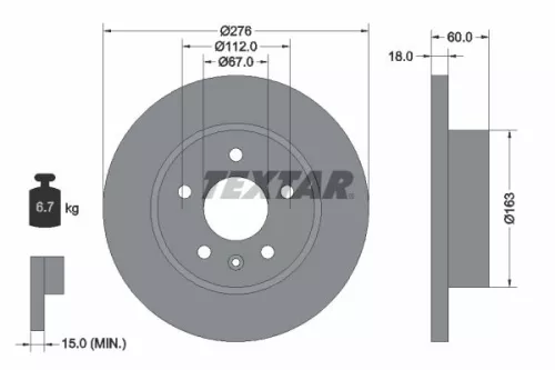 TEXTAR TEXTAR (92129203) 1x  TEXTAR Brake Disc 
