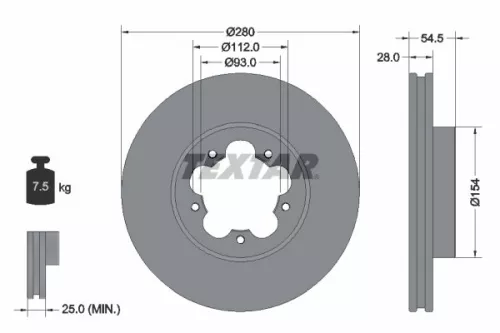 1x  TEXTAR Brake Disc