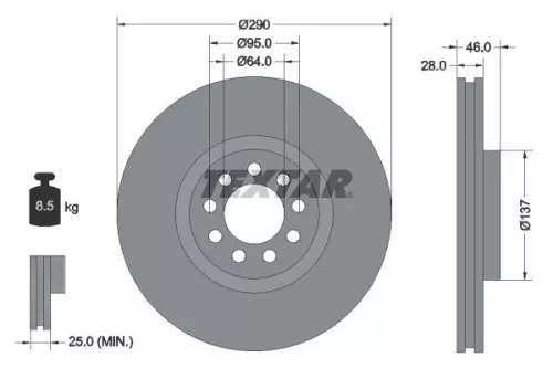 TEXTAR TEXTAR (92155700) 1x  TEXTAR Brake Disc 