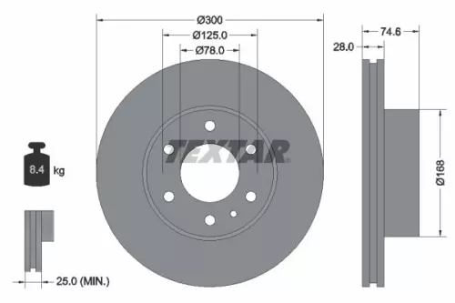 1x  TEXTAR Brake Disc