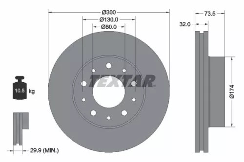 1x  TEXTAR Brake Disc