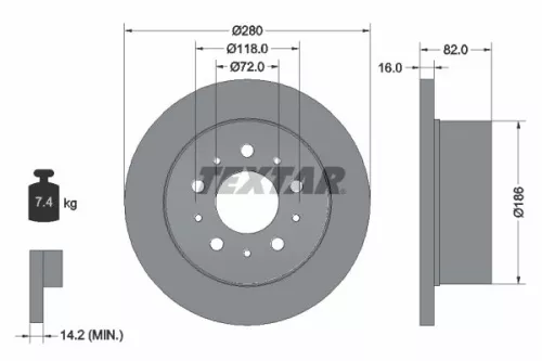 1x  TEXTAR Brake Disc