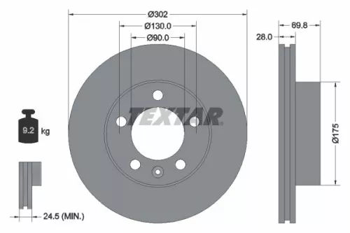 TEXTAR TEXTAR (92228603) 1x  TEXTAR Brake Disc 