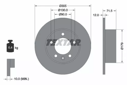1x  TEXTAR Brake Disc