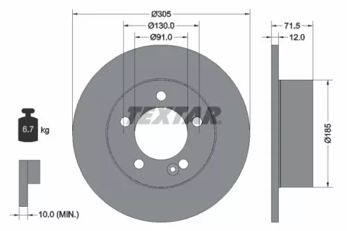 1x  TEXTAR Brake Disc
