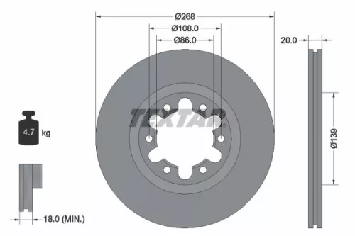TEXTAR TEXTAR (92235900) 1x  TEXTAR Brake Disc 