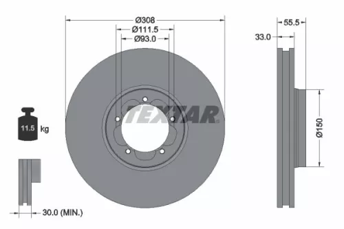 TEXTAR TEXTAR (92273003) 1x  TEXTAR Brake Disc 
