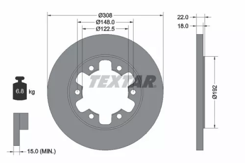 TEXTAR TEXTAR (92275803) 1x  TEXTAR Brake Disc 