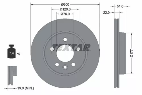 TEXTAR TEXTAR (92288503) 1x  TEXTAR Brake Disc 