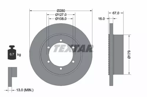 TEXTAR TEXTAR (92304003) 1x  TEXTAR Brake Disc 