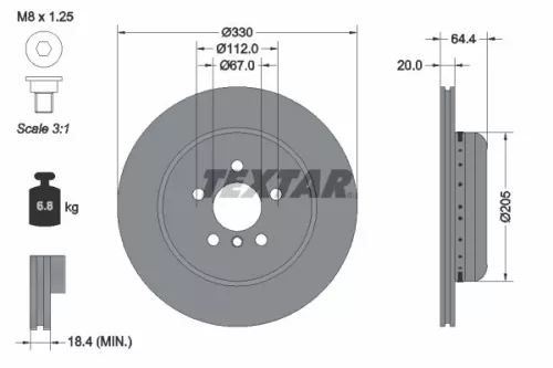 TEXTAR TEXTAR (92305025) 1x  TEXTAR Brake Disc 