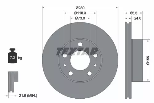 1x  TEXTAR Brake Disc