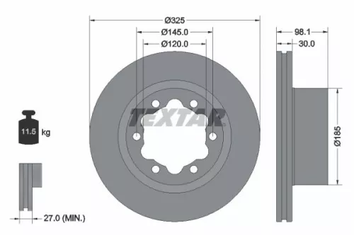 TEXTAR TEXTAR (92305803) 1x  TEXTAR Brake Disc 