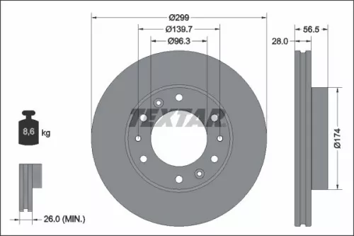 TEXTAR TEXTAR (92338103) 1x  TEXTAR Brake Disc 