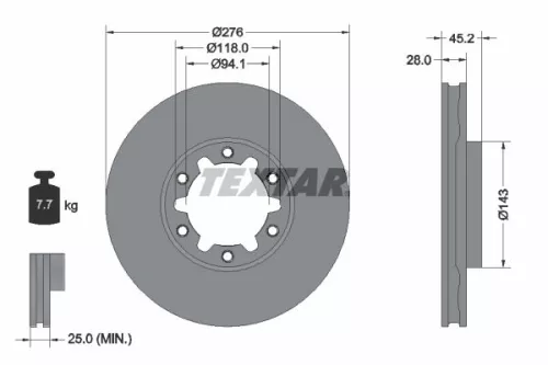 TEXTAR TEXTAR (92338603) 1x  TEXTAR Brake Disc 