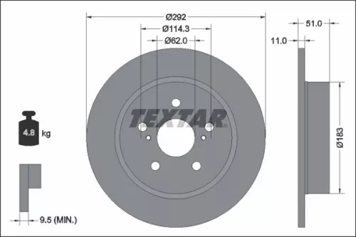 TEXTAR TEXTAR (92347803) 1x  TEXTAR Brake Disc 